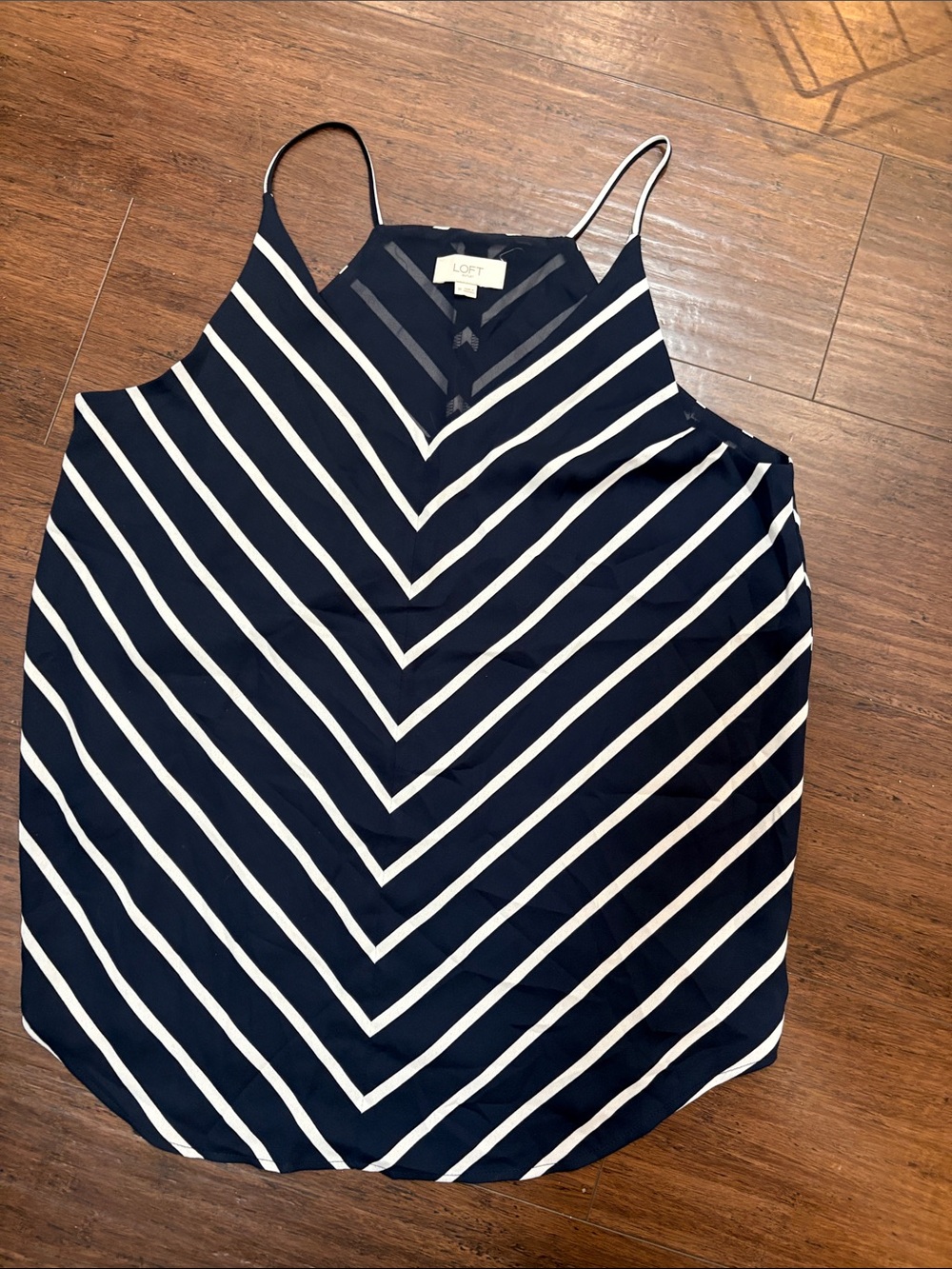 LOFT Navy and White Chevron Stripe Spaghetti Strap Cami